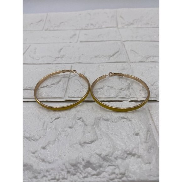 Women’s Big Enamel Hoop Earrings with Rose Gold Tone Plated, Nickel-free Stainle - Picture 4 of 8